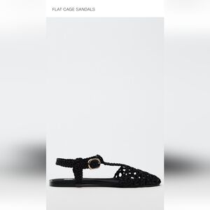Zara Black Flat Cage Sandals